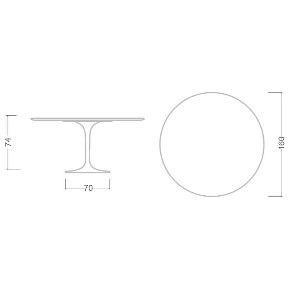Tavolo Tulip Eero Saarinen H 74 con Piano in MDF Laminato Liquido Bianco - Scarlet Viadurini