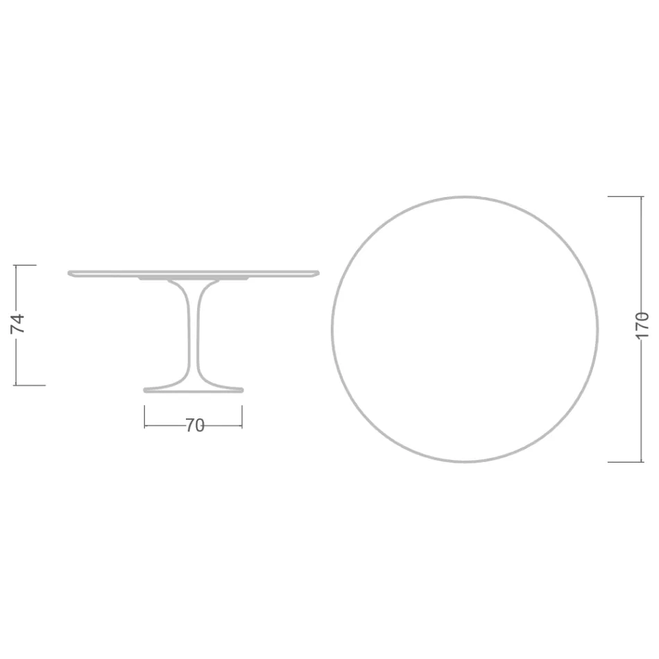 Tavolo Tulip Eero Saarinen H 74 con Piano in MDF Laminato Liquido Bianco - Scarlet Viadurini