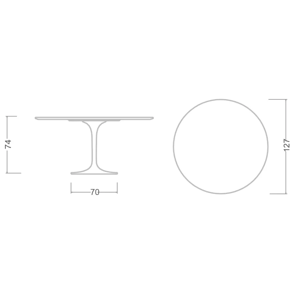 Tavolo Tulip Eero Saarinen H 74 con Piano in MDF Laminato Liquido Bianco - Scarlet Viadurini