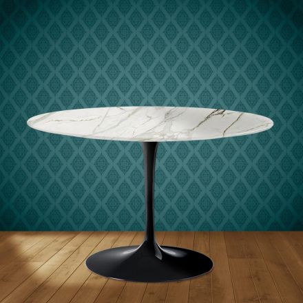 Tavolo Tulip Eero Saarinen H 74 in Ceramica Lucid Made in Italy - Scarlet Viadurini