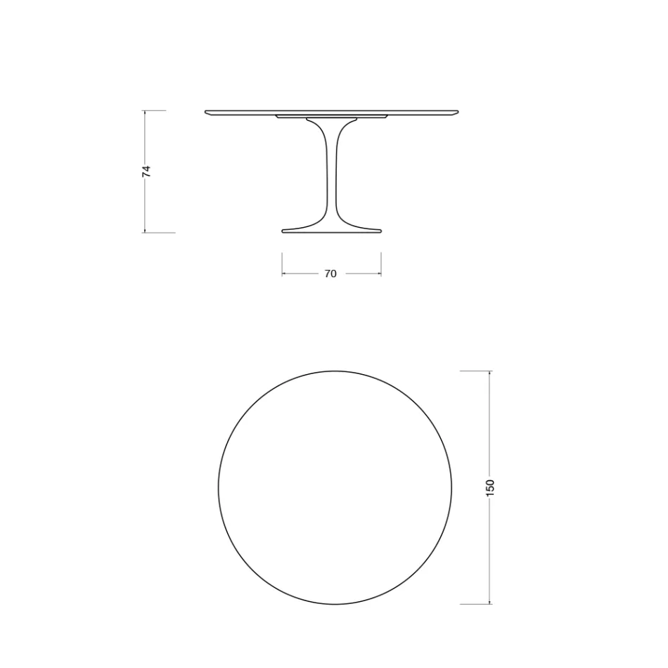 Tavolo Tulip Eero Saarinen H 74 in Ceramica Morpheus Made in Italy - Scarlet Viadurini