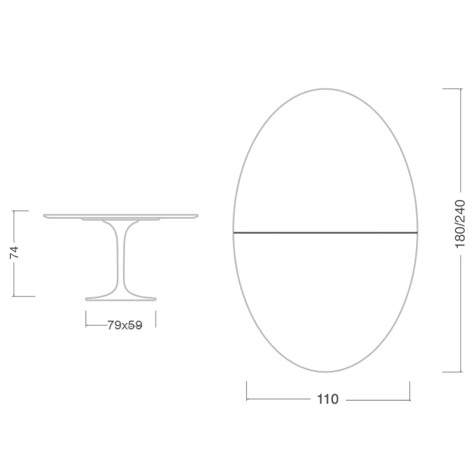 Tavolo Tulip Eero Saarinen H 74 Ovale Allungabile in Laminato Liquido Nero - Scarlet Viadurini