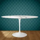 Tavolo Tulip Eero Saarinen H 74 Ovale in Ceramica Aura 22 Made in Italy - Scarlet Viadurini
