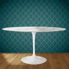 Tavolo Tulip Eero Saarinen H 74 Ovale in Ceramica Lucid Made in Italy - Scarlet Viadurini