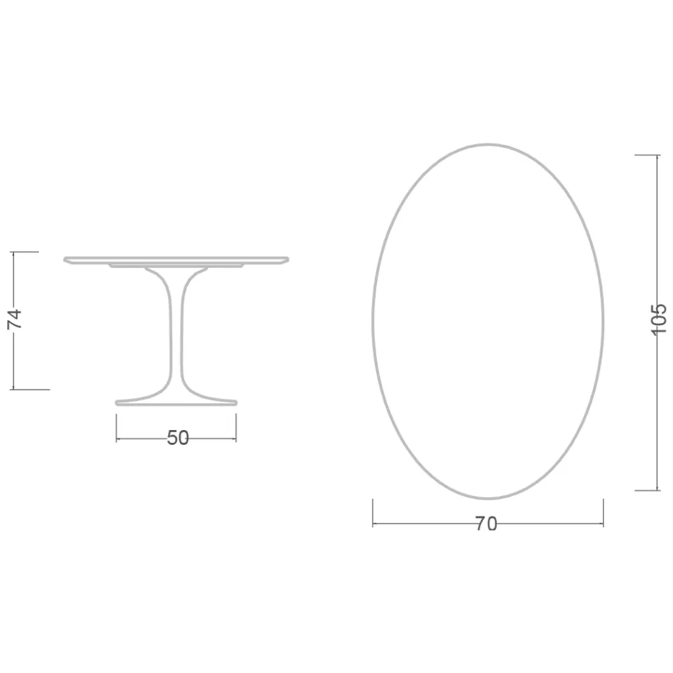 Tavolo Tulip Eero Saarinen H 74 Ovale in Ceramica Marmorio Made in Italy - Scarlet Viadurini