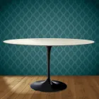 Tavolo Tulip Eero Saarinen H 74 Ovale in Ceramica Marmorio Made in Italy - Scarlet Viadurini