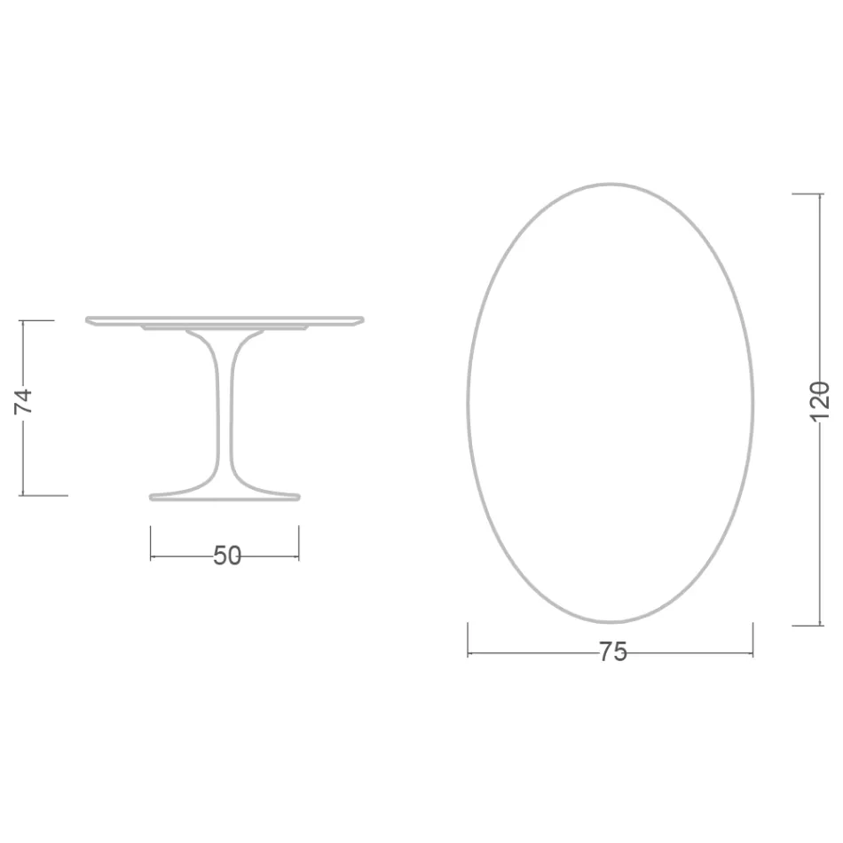 Tavolo Tulip Eero Saarinen H 74 Ovale in Ceramica Noir Desire Made in Italy - Scarlet Viadurini