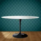 Tavolo Tulip Eero Saarinen H 74 Ovale in Ceramica Salina Made in Italy - Scarlet Viadurini