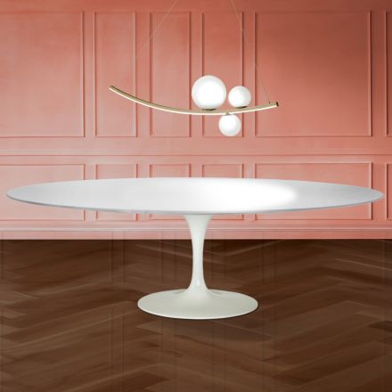 Tavolo Tulip Eero Saarinen H 74 Ovale in laminato Liquido Made in Italy - Scarlet Viadurini