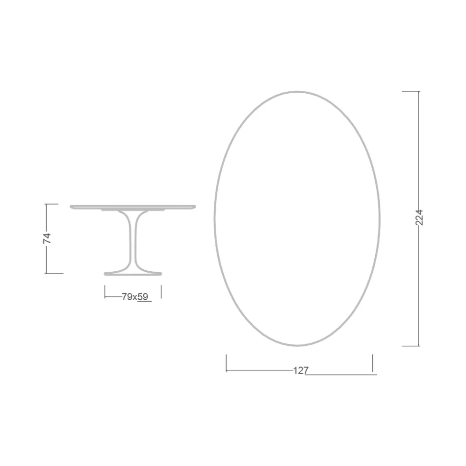 Tavolo Tulip Eero Saarinen H 74 Ovale in laminato Liquido Nero Made in Italy - Scarlet Viadurini