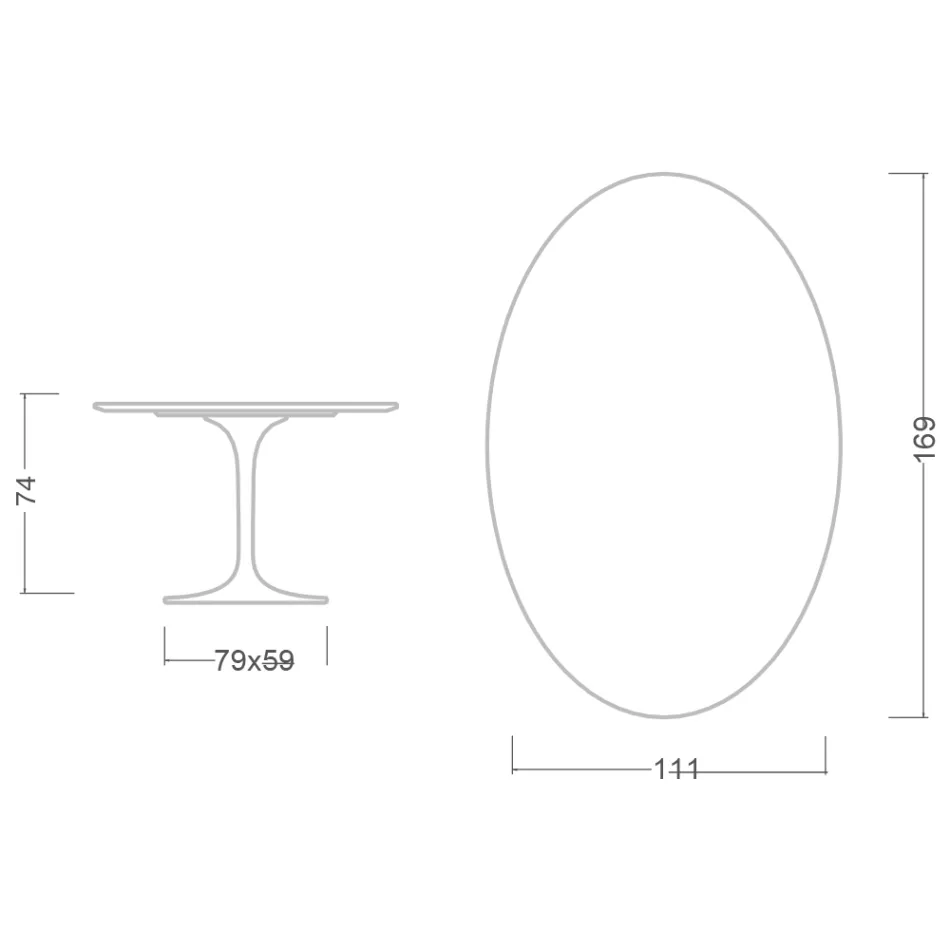 Tavolo Tulip Eero Saarinen H 74 Ovale in laminato Liquido Nero Made in Italy - Scarlet Viadurini