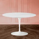 Tavolo Tulip Eero Sarinen H 73 con Piano in MDF Laminato Liquido Bianco - Scarlet Viadurini