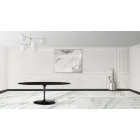 Tavolo Tulip Eero Sarinen H 73 Ovale Allungabile in Laminato Liquido Nero - Scarlet Viadurini