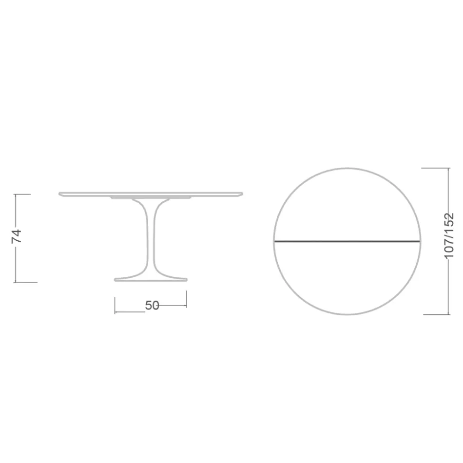 Tavolo Tulip Saarinen H 74 Allungabile in Laminato Liquido Nero Made in Italy - Scarlet Viadurini