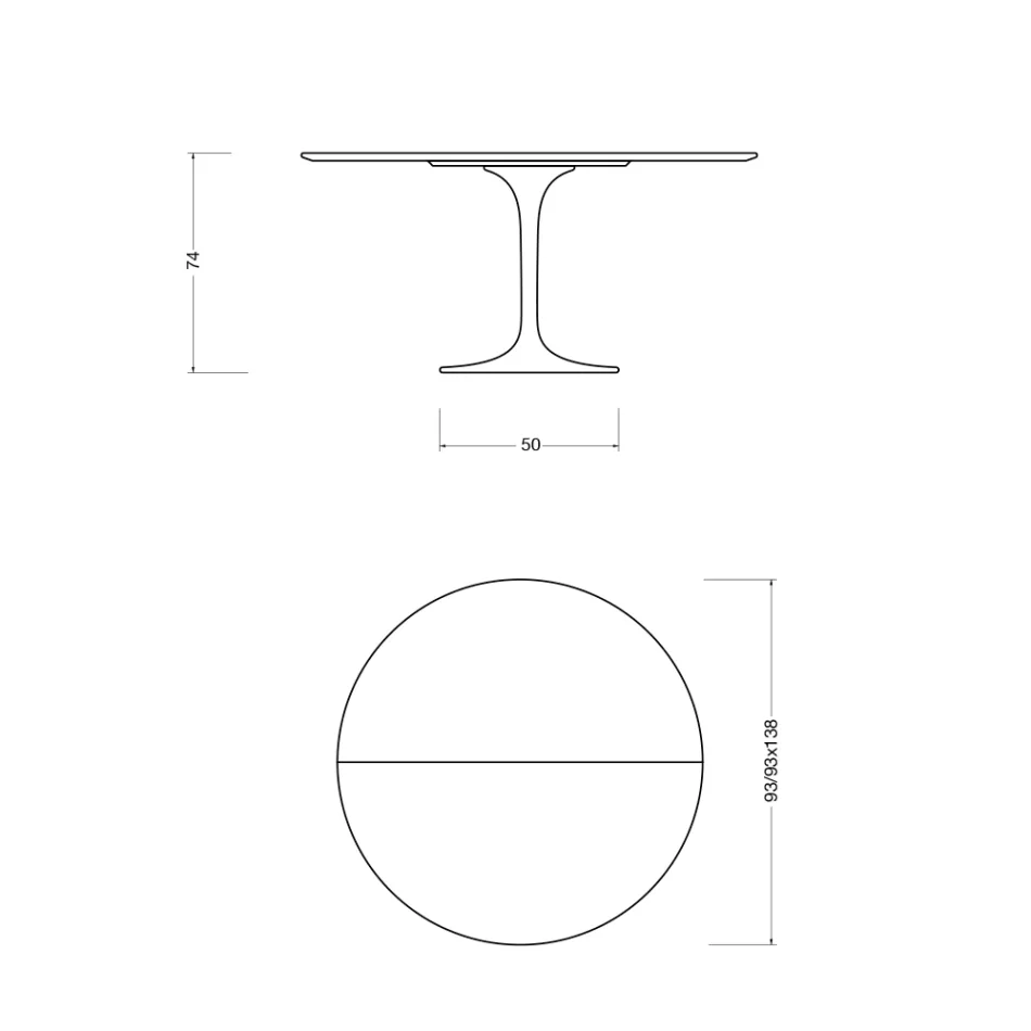 Tavolo Tulip Saarinen H 74 Allungabile in Laminato Liquido Nero Made in Italy - Scarlet Viadurini