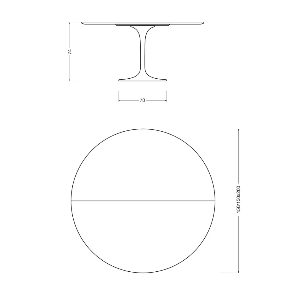 Tavolo Tulip Saarinen H 74 Allungabile in Laminato Liquido Nero Made in Italy - Scarlet Viadurini