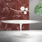 Tavolo Tulip Saarinen H 74 cm Allungabile in Ceramica Florim Bianca - Scarlet Viadurini