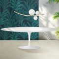 Tavolo Tulip Saarinen H 74 cm Allungabile in Ceramica Florim Bianco Lucido - Scarlet