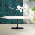 Tavolo Tulip Saarinen H 74 cm Allungabile in Ceramica Florim Calacatta Gold Lucido - Scarlet