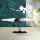 Tavolo Tulip Saarinen H 74 cm Allungabile in Ceramica Florim Calacatta Gold Lucido - Scarlet Viadurini