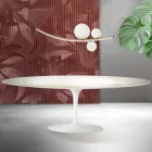 Tavolo Tulip Saarinen H 74 cm Allungabile in Ceramica Florim Calacatta Gold Opaco - Scarlet Viadurini