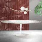 Tavolo Tulip Saarinen H 74 cm Allungabile in Ceramica Florim Statuario Opaco - Scarlet Viadurini