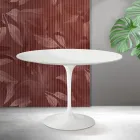 Tavolo Tulip Saarinen H 74 cm in Ceramica Florim Bianca Opaca - Scarlet Viadurini