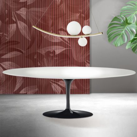 Tavolo Tulip Saarinen H 74 cm in Ceramica Florim Bianca - Scarlet Viadurini