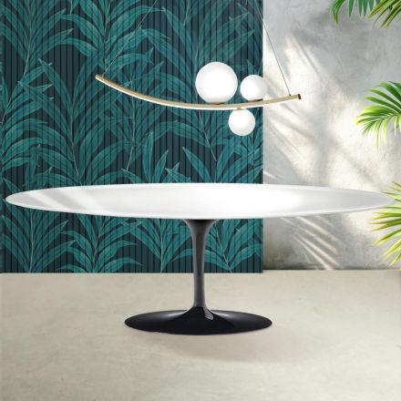 Tavolo Tulip Saarinen H 74 cm in Ceramica Florim Bianco Lucido - Scarlet Viadurini