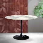 Tavolo Tulip Saarinen H 74 cm in Ceramica Florim Statuario Opaco - Scarlet Viadurini