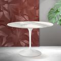 Tavolo Tulip Saarinen H 74 cm in Ceramica Florim Statuario Opaco - Scarlet