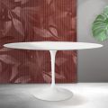 Tavolo Tulip Saarinen H 74 cm Rotondo in Ceramica Florim Bianca - Scarlet