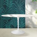 Tavolo Tulip Saarinen H 74 cm Rotondo in Ceramica Florim Statuario Lucido - Scarlet