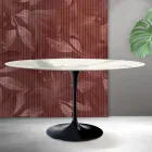 Tavolo Tulip Saarinen H 74 cm Rotondo in Ceramica Florim Statuario Opaco - Scarlet Viadurini