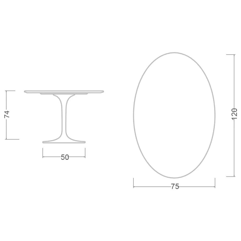 Tavolo Tulip Saarinen H 74 Ovale in Marmo di Carrara Statuarietto Made in Italy - Scarlet Viadurini