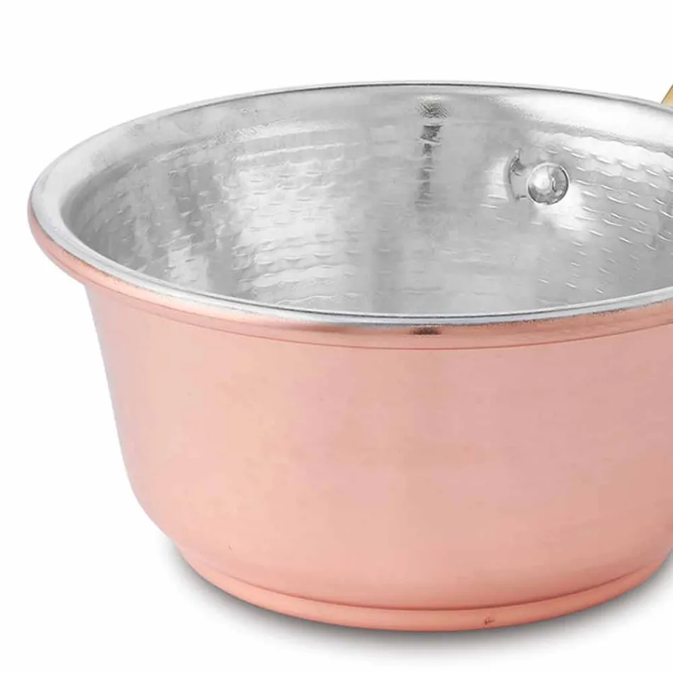 Tegame in Rame Stagnato a Mano Conico e Manico Made in Italy 22 cm - Mariassunta Viadurini