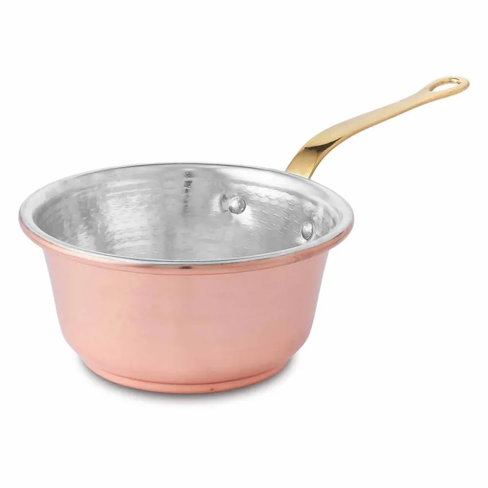 Tegame in Rame Stagnato a Mano Conico e Manico Made in Italy 22 cm - Mariassunta Viadurini