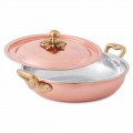 Tegame in Rame Stagnato a Mano Design Tondo con Coperchio 28 cm - Mariastella