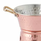 Tegamino per Salsa in Rame Stagnato a Mano con Manici e Base 14 cm - Gianmatteo Viadurini