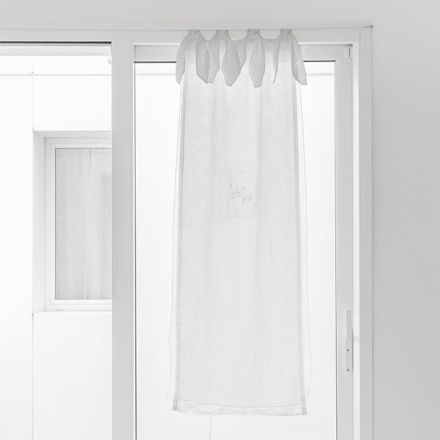 Tenda a Vetro con Garza di Lino e Organza Bianca Design Elegante - Tapioca Viadurini
