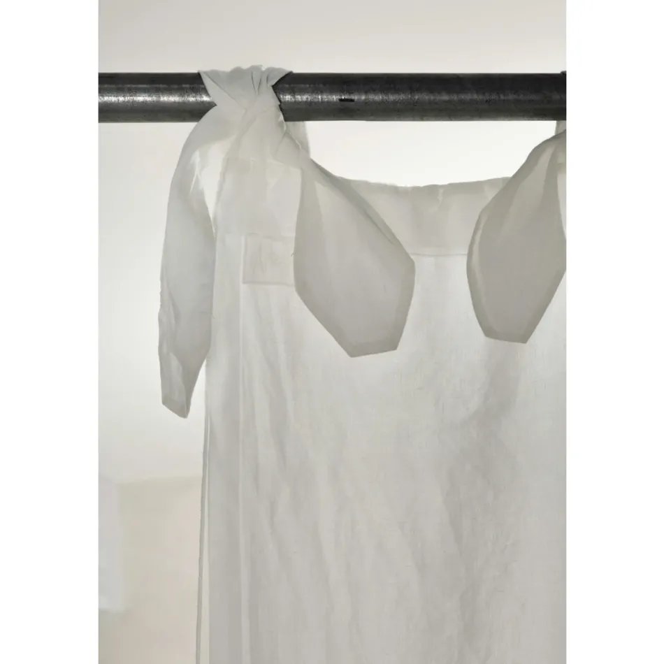 Tenda in Lino Leggero Bianco o Retrò e Organza con Laccetti di Lusso - Karnak Viadurini