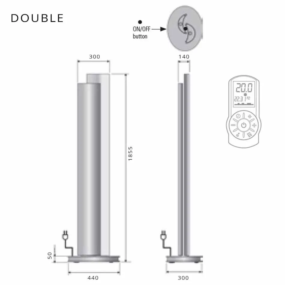 Termoarredo a Terra Elettrico con Led Design Singolo o Doppio a 500 W - Stilus Viadurini