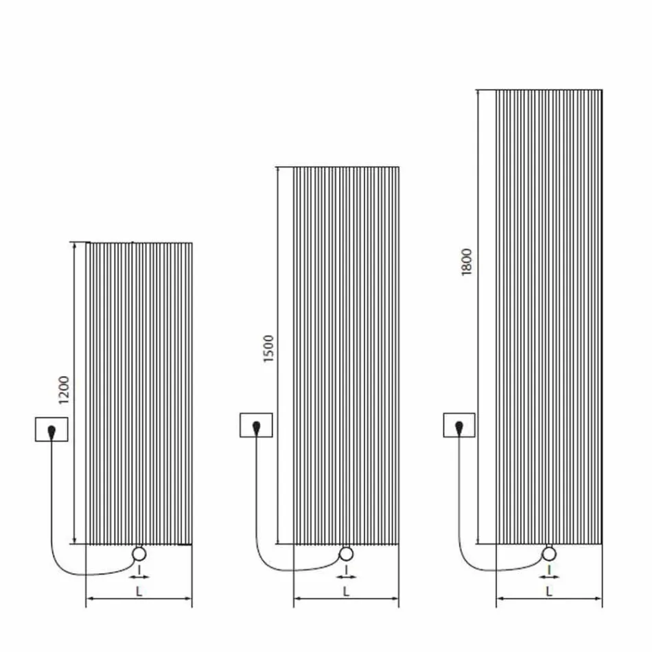 Termoarredo Design Verticale Elettrico a Parete in Acciaio a 900 W - 1000Righe Viadurini