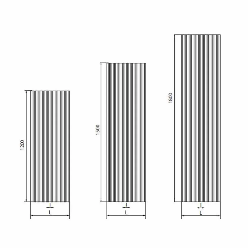 Termoarredo Design Verticale Idraulico a Parete in Acciaio a 900 W - 1000Righe Viadurini