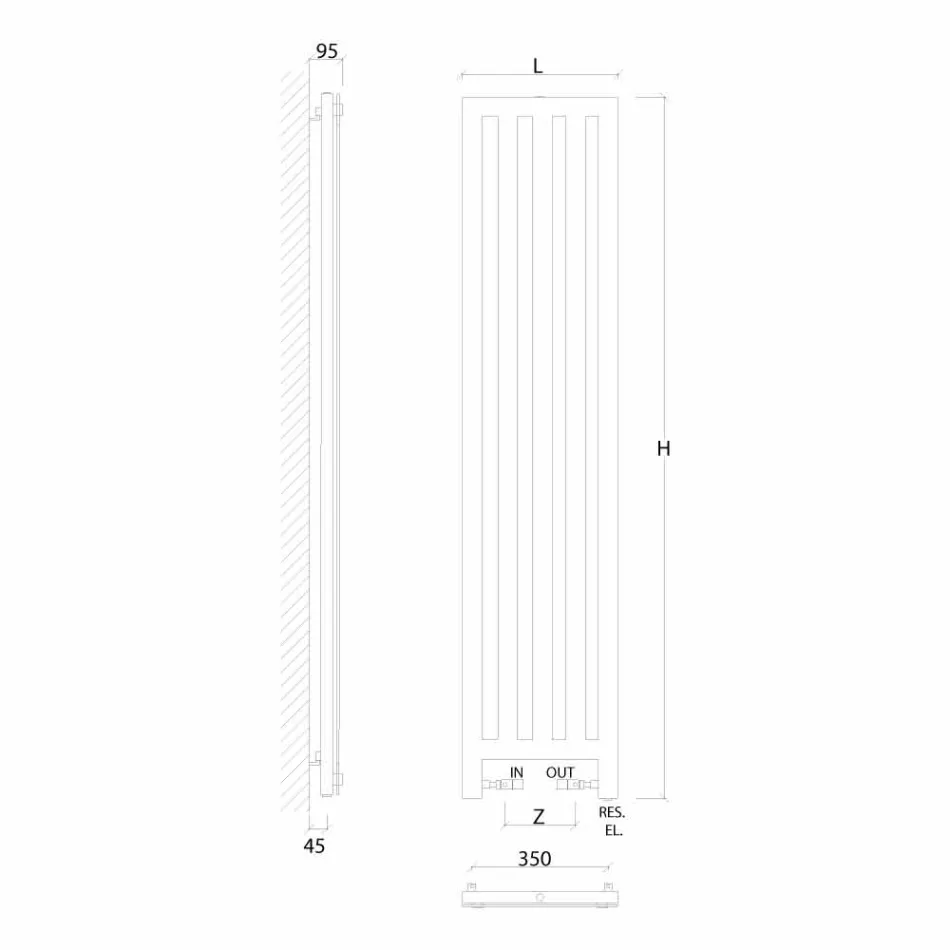 Termoarredo elettrico cromato di design New Dress by Scirocco H Viadurini
