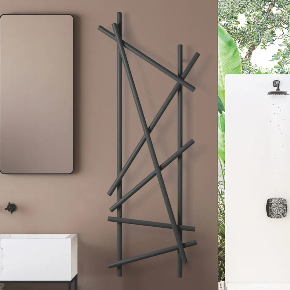 Termoarredo Elettrico in Acciaio con Tubi a Sezione Tonda Made in Italy - Random Viadurini