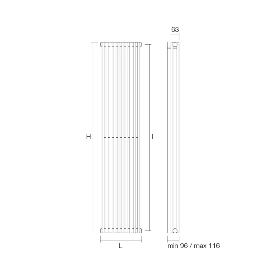 Termoarredo Idraulico con Doppia Serie di Elementi Verticali Made in Italy - Pasticcio Viadurini