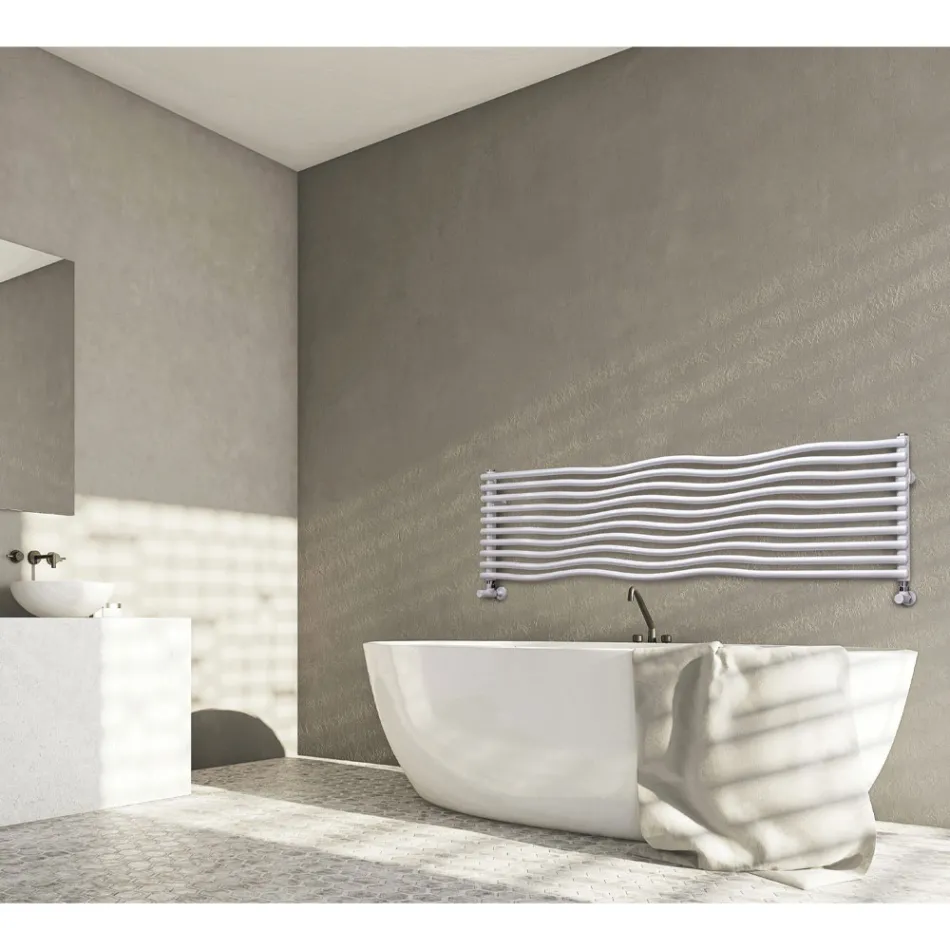 Termoarredo Idraulico con Elementi Orizzontali Curvati Made in Italy - Zucchero Viadurini