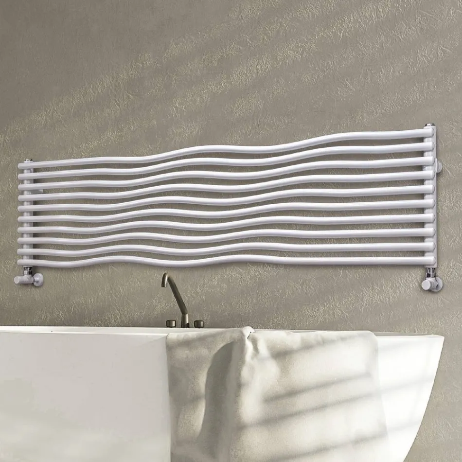 Termoarredo Idraulico con Elementi Orizzontali Curvati Made in Italy - Zucchero Viadurini