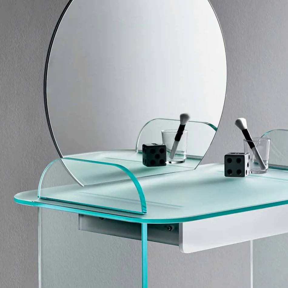 Toeletta da Trucco con Specchio e Cassetto in Vetro 3 Finiture - Salvie Viadurini